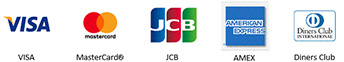 visa, MasterCart, JCB, AMEX, Diners Club